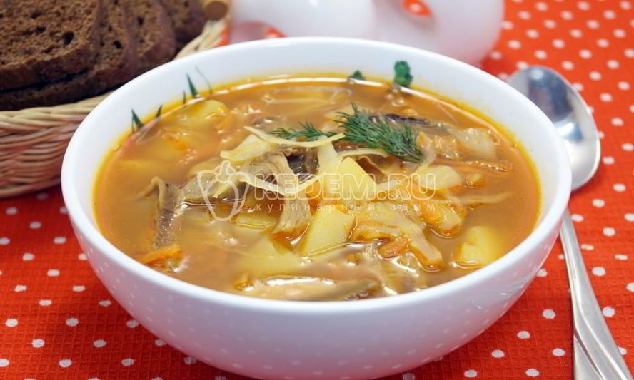 Рецепт постные щи с капустой и грибами