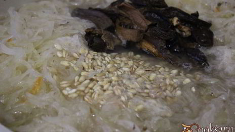 щи из квашенной капусты с грибами и перловкой