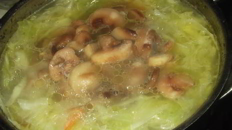 щи на курином бульоне с шампиньонами