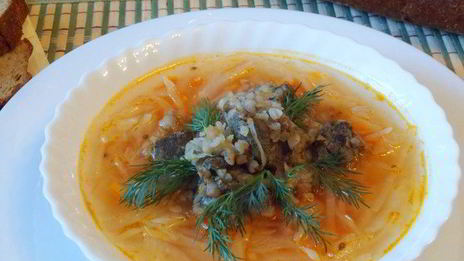 щи с гречкой и печенкой