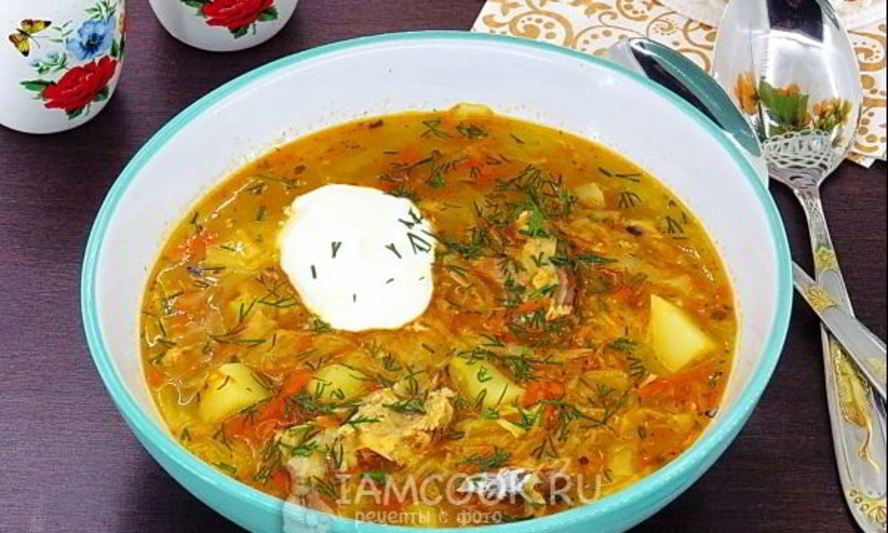 Рецепт щи с рыбными консервами в мультиварке