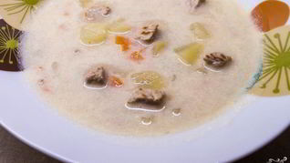 Сливочный суп со свининой