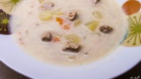 сливочный суп со свининой