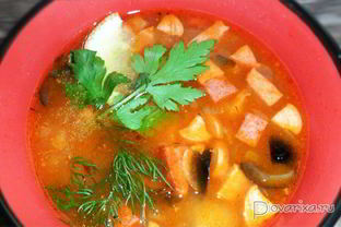 Быстрая вкусная солянка