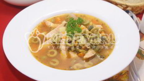 рыбная солянка и семгой и оливками