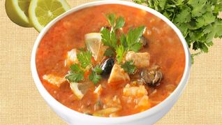 Рыбная солянка с белугой