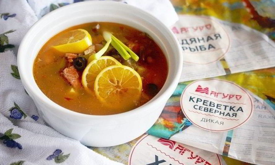 Рецепт рыбная солянка с грибами и креветками