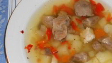 суп из желудков и сердечек