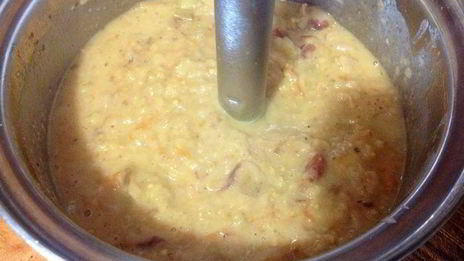 суп-пюре из белой фасоли с баклажанами