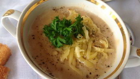 суп-пюре из белой фасоли с баклажанами