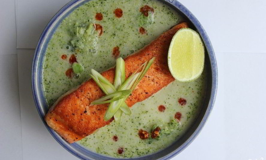 Рецепт суп-пюре из брокколи с семгой