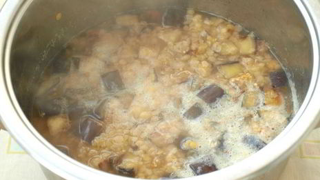 суп-пюре с баклажанами и чечевицей