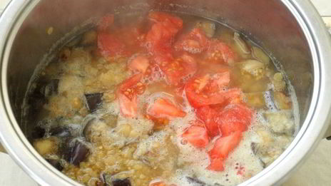 суп-пюре с баклажанами и чечевицей