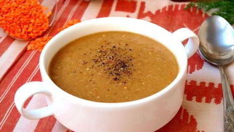 суп-пюре с баклажанами и чечевицей