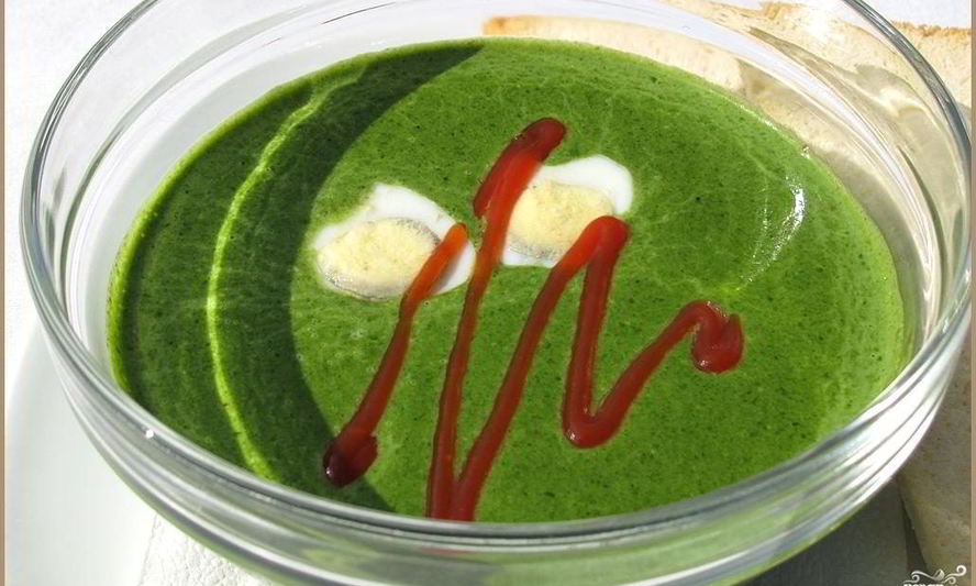 Рецепт суп-пюре зеленый из щавеля и шпината