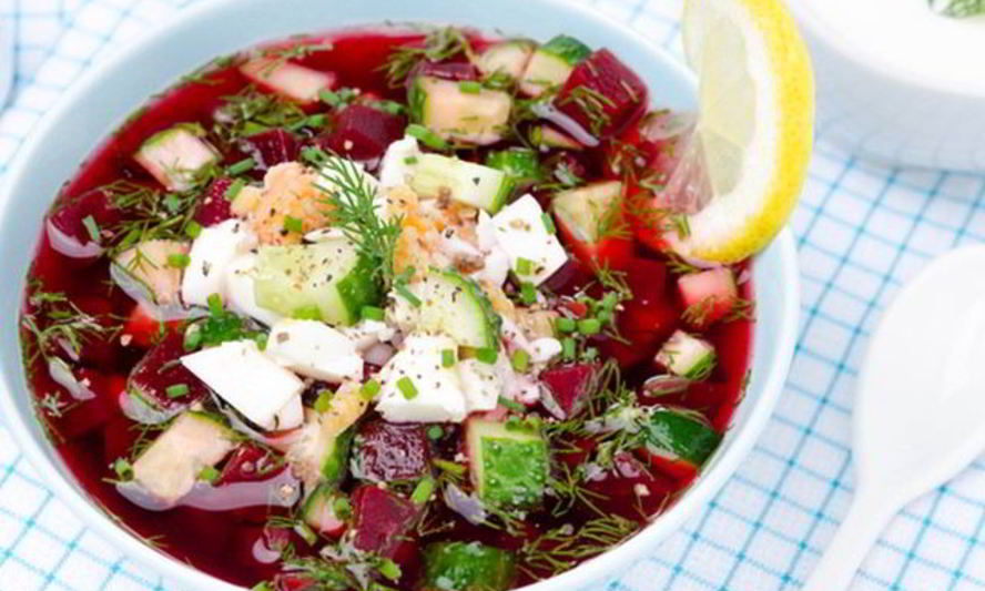 Рецепт свекольник с ботвой, огурцом и яйцом