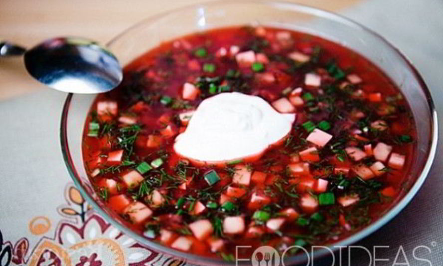 Рецепт свекольник с колбасой