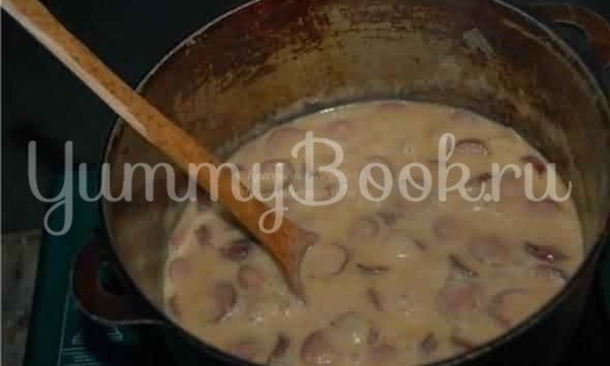 Рецепт баварский пивной сырный суп с копчеными колбасками