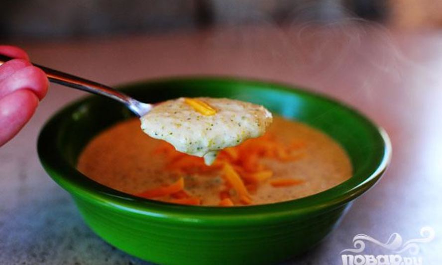 Рецепт нежный сырный суп с брокколи