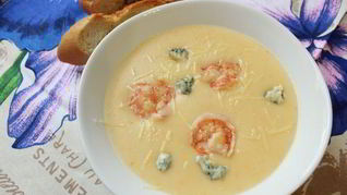 Сырный крем-суп с креветками
