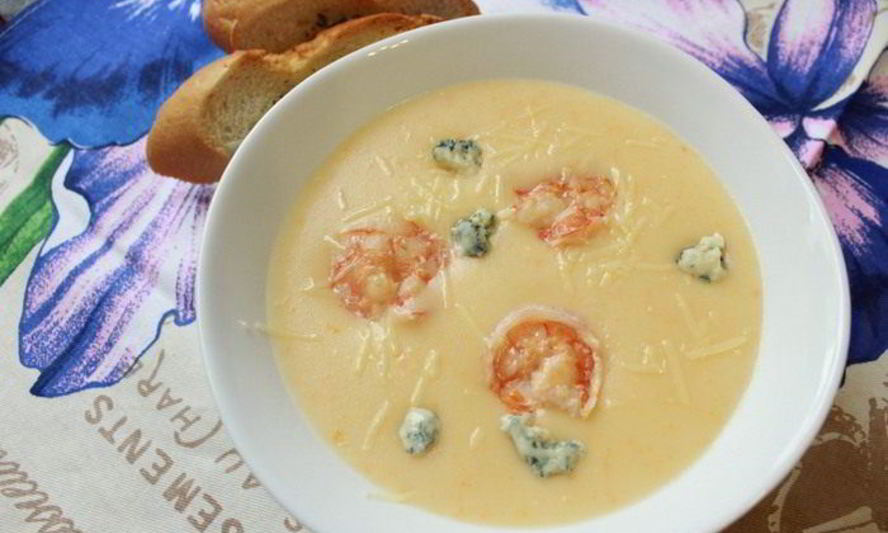Рецепт сырный крем-суп с креветками