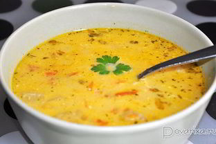 Сырный куриный суп с помидорами