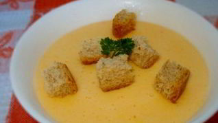 Сырный суп-пюре с гренками