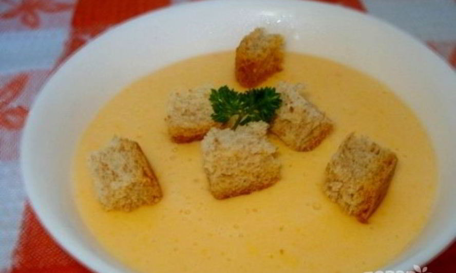 Рецепт сырный суп-пюре с гренками