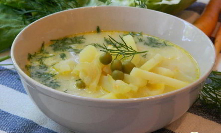 Рецепт сырный суп с горошком и капустой