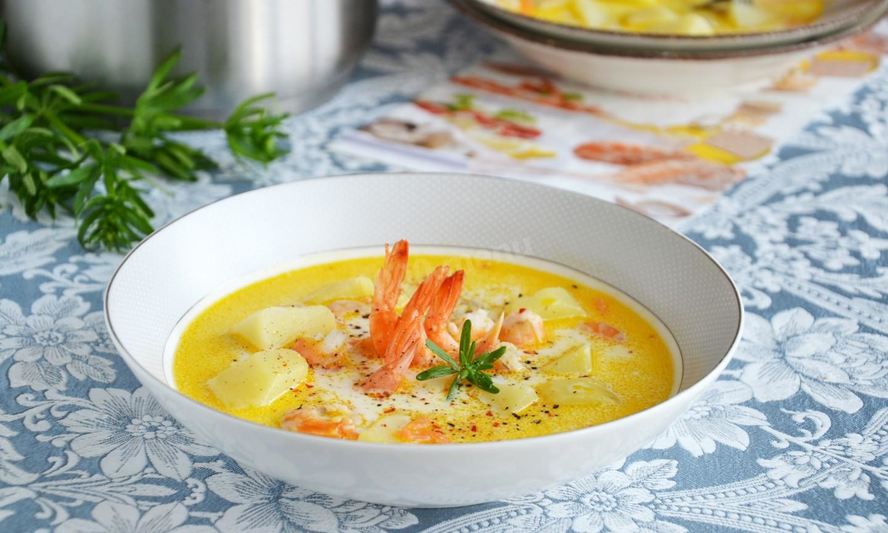 Рецепт сырный суп с креветками