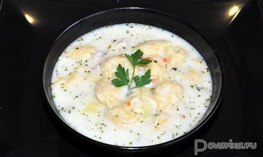 Рецепт сырный суп с кукурузными клецками