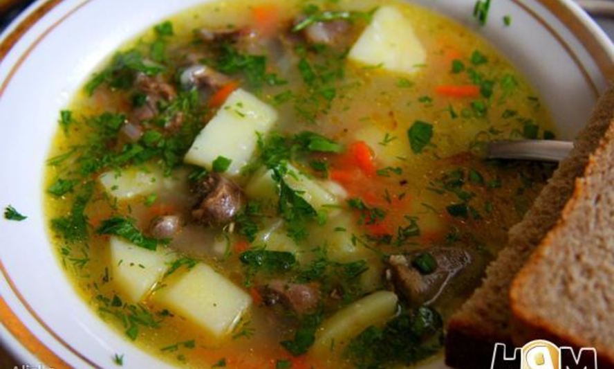 Рецепт сырный суп с куриными сердечками
