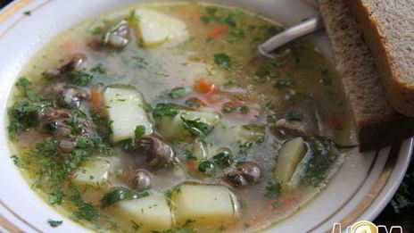 сырный суп с куриными сердечками