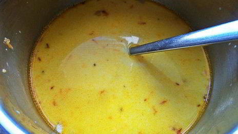 сырный суп с лососем и рисом