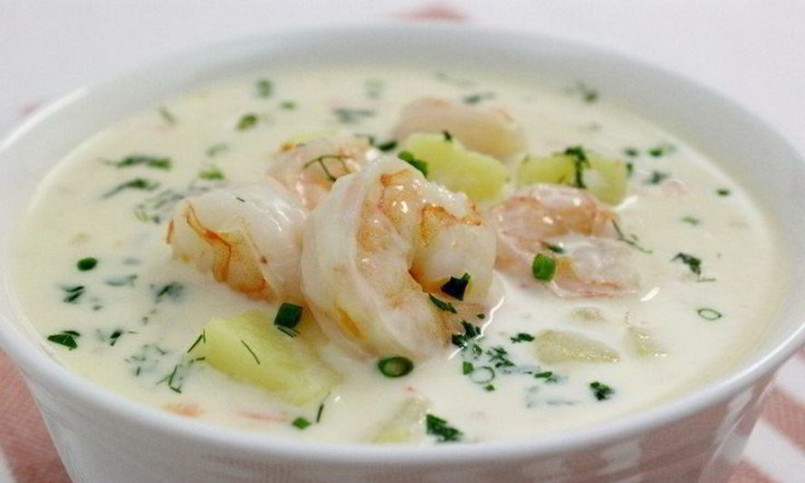 Рецепт сырный суп с овощами и креветками