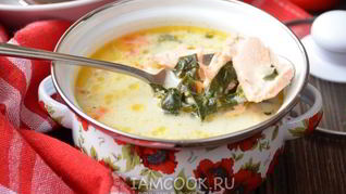 Сырный суп с семгой