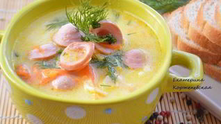Сырный суп с сосисками