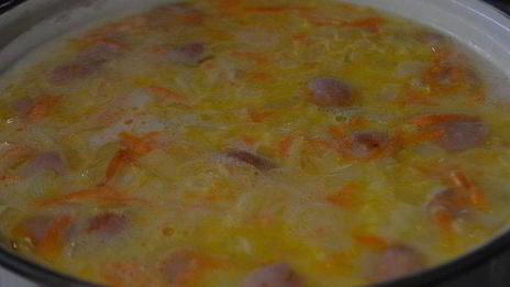 сырный суп с сосисками