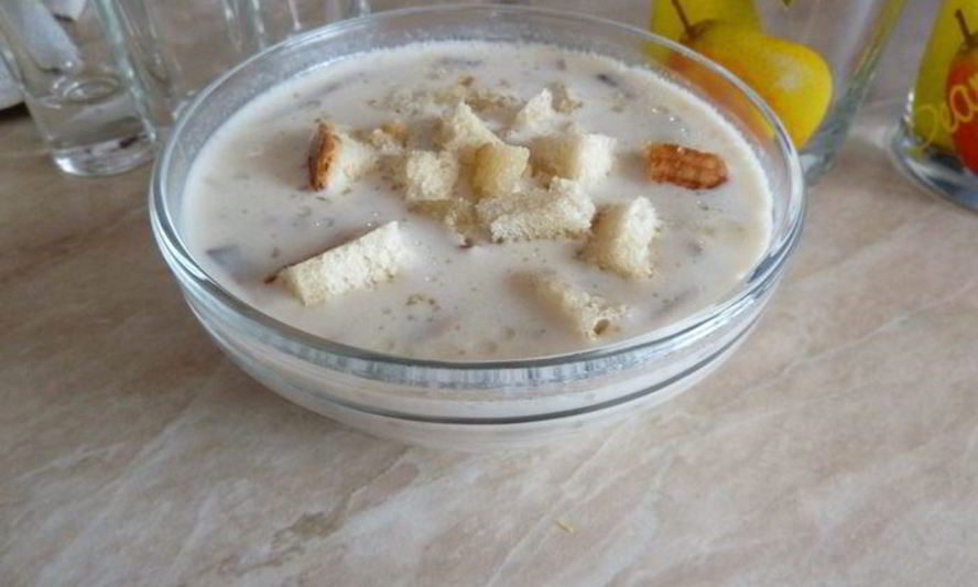 Рецепт сырный супчик с грибами и гренками