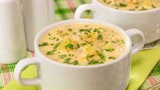 Сырный супчик с курицей и рисом