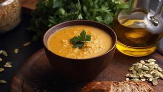 Тыквенный суп с чечевицей