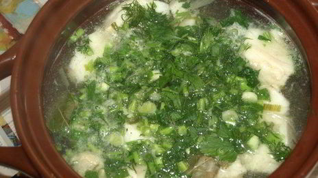 хитрая уха на курином бульоне