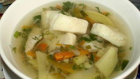 хитрая уха на курином бульоне