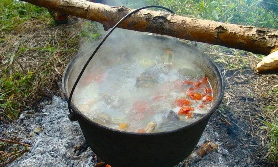 Рецепт уха из форели на костре