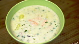 Уха из красной рыбы со сливками