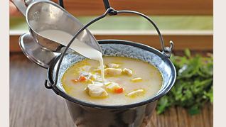 Уха рыбацкая из ершей на сливках