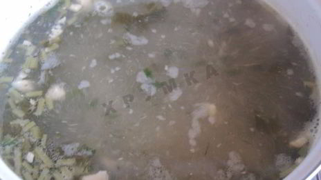 зеленый суп с щавелем, яйцом и мясом