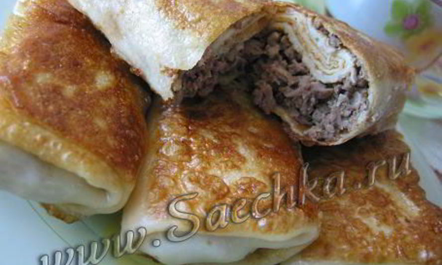 Рецепт блинчики, фаршированные мясом и чесноком