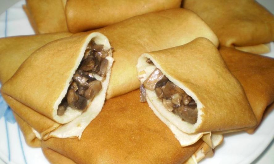 Рецепт блинчики с грибами на молоке
