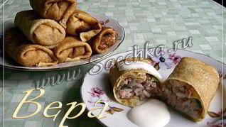 Блинчики с колбасным фаршем